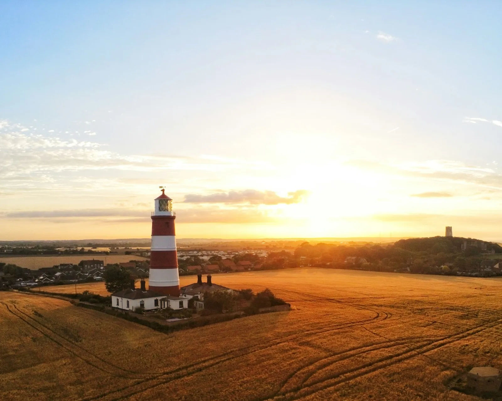 Happisburgh Lighthouse on the Norfolk coast at golden hour