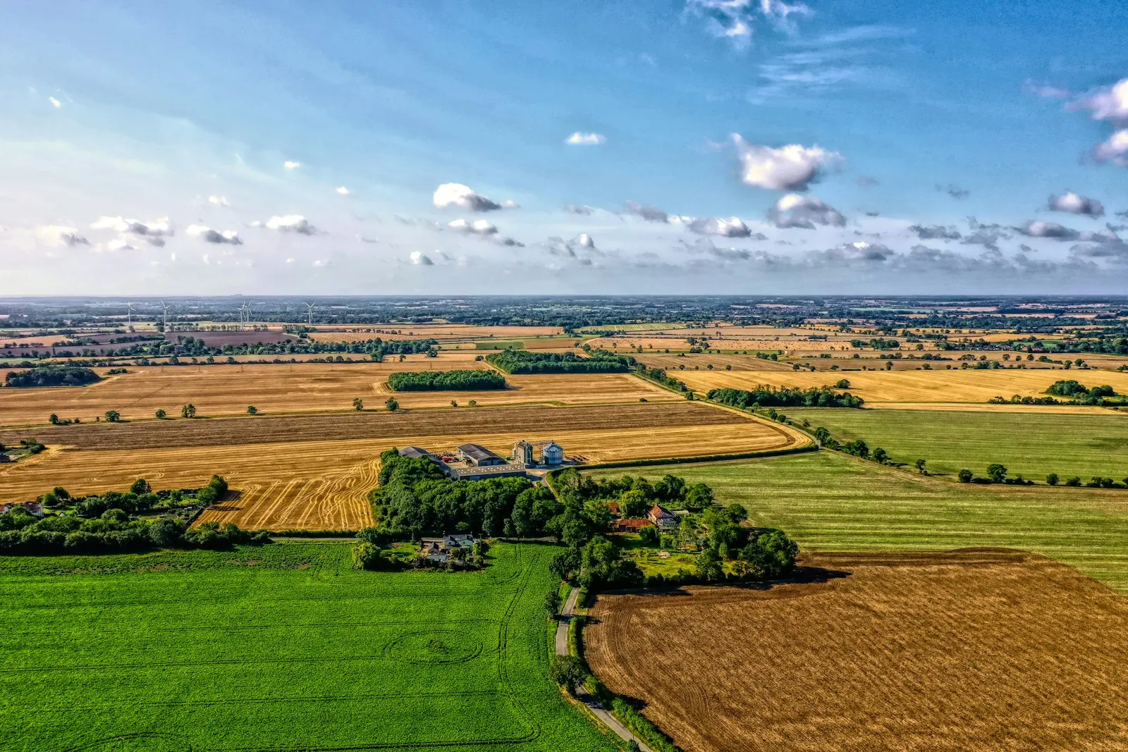 Aerial view of Suffolk countryside near Halesworth — our home county